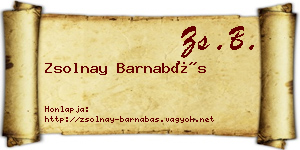 Zsolnay Barnabás névjegykártya